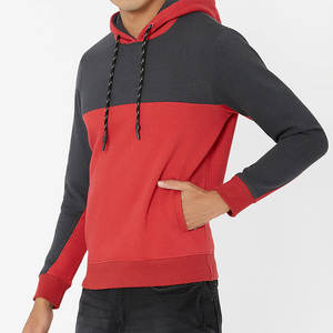 Sweat à capuche pour homme de qualité supérieure, couleur rouge charbon |   Pull en molleton moderne à blocs de couleurs |   Vêtements de rue urbains en coton 100% doux et luxueux pour l'hiver - Product Image 4