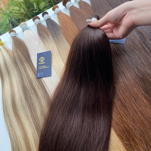 Extensions de cheveux naturels bruts en vrac 100g, à fusion, lisses vietnamiennes, super double drawn, couleur brun clair, pour usage professionnel en salon - Product Image 1