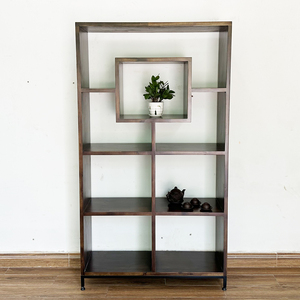 Modern Living Room Furniture Melaleuca Wood Decorative <b>Shelf</b> with Iron Legs Space-Saving Design for Home Office-KS68178 - Product Image 4