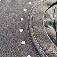 T-shirt personnalisé pour homme, streetwear, fitness, imprimé, tricoté, 100% coton, strass, tissu éponge double couche, manches longues, surdimensionné, 300g