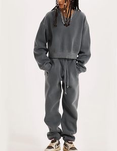 Vêtements de sport 2 pièces de haute qualité pour femmes Pull à manches longues Sweat-shirt Pantalon de jogging Taille élastique Personnalisable - Product Image 3