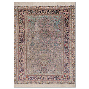Tapis en soie noués à la main Gulmarg, motif floral rose et violet, 9x12 rectangulaire, pour la décoration de la maison, du salon, pour les adolescents - Pae-6446 - Product Image 1
