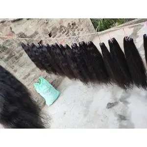 Bundel rambut mentah alami 100% klip ekstensi rambut manusia INDIA di pemasok rambut INDIA dengan harga pabrik