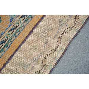 Vintage 1.9x4.2 ft Rug, Small Turkish Rug, Blue <b>Yellow</b> Plants & trees Rug - Product Image 5