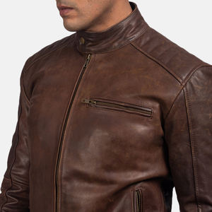 Veste en cuir véritable classique et confortable pour hommes, polyvalente pour des looks décontractés et formels, essentielle en toutes saisons, fermeture à glissière - Product Image 5