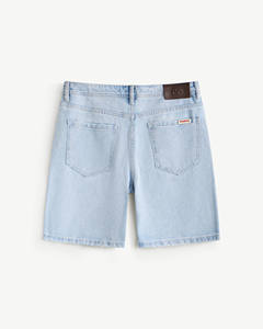 <b>Men's</b> Solid Nonwoven Denim <b>Shorts</b> Point Label Breathable Casual Summer Mid Waist Straight Fit Drawstring Closure Routine Vietnam - Product Image 2