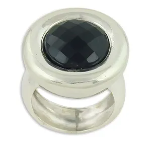 Women's Fashionable <b>Gold</b>-Plated Silver <b>Ring</b> Black Gemstone 18K Inlay Statement <b>Ring</b> Lover's Shape Christian Religious Symbol - Product Image 3