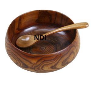 Nouveau look en bois finition naturelle bol de service alimentaire décoratif maison hôtel Restaurant fournitures bol de fruits - Product Image 1