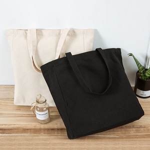 Sac à provisions vierge personnalisé marque privée 16oz sac à bandoulière en tissu épais sac fourre-tout en toile de coton écologique avec logo - Product Image 5