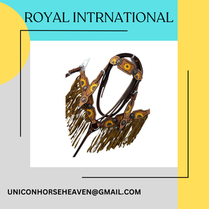 ROYAL INTERNATIONAL - Conjunto de cabezada y pechera de cuero para caballo, certificado Garde Western, hecho con cuero de vaca de primera calidad, Uttar Pradesh - Product Image 3