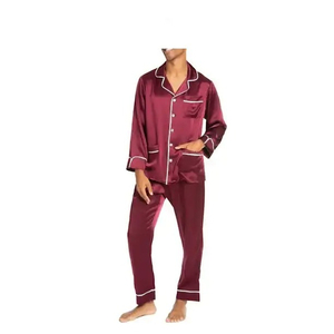 Conjunto de ropa de dormir de satén con logotipo personalizado para hombre, largo, duradero, de fibra de bambú, cómodo, mangas acampanadas, clásico, transpirable - Product Image 5