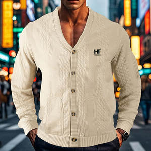 Veste en toile pour homme de qualité supérieure, col mandarin, logo sur le devant, écologique, respirante, légère, en coton - Product Image 2