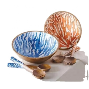 Cuenco decorativo de madera de mango para comida, cuenco de madera con estampado esmaltado para servir, bodas y restaurantes, cuenco decorativo de madera para servir comida - Product Image 3