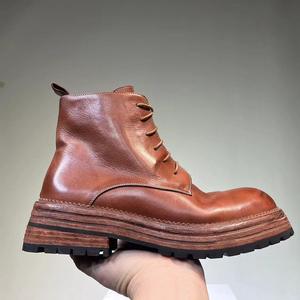 Bottes d'ingénieur en cuir pour hommes et bottes classiques en cuir avec sangle à boucle pour moto et chaussures de style robuste - Product Image 3