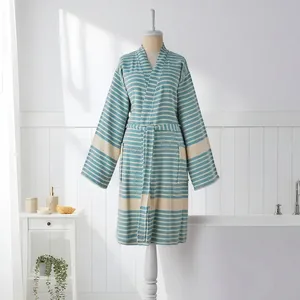 Peignoir unisexe 100% coton, best-seller, séchage rapide, vêtements de nuit d'été, tissu respirant, léger, toute l'année, fabrication ODM en Turquie - Product Image 3