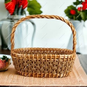 High Quality Natural Handmade Vintage <b>Small</b> Oval Decorated <b>Wicker</b> Flower Girl <b>Basket</b> Natural Color Flower Gift Storage <b>Basket</b> - Product Image 5