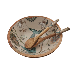 Nouveauté : Bol à salade en bois d'acacia naturel poli, écologique, style bohème, ustensiles de cuisine de haute qualité, vente en gros - Product Image 1