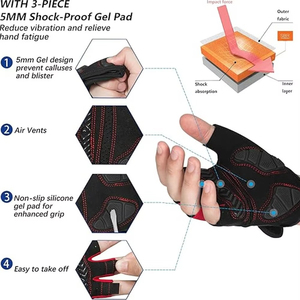 Gants de cyclisme d'été à demi-doigts avec logo personnalisé, en polyester écologique pour VTT, rembourrage en mousse antichoc - Product Image 3