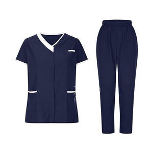 Conjunto de uniforme atlético para mujer, uniforme de enfermera con cuello en V, Top y pantalones elásticos de cintura alta, ropa de trabajo ligera - Product Image 1