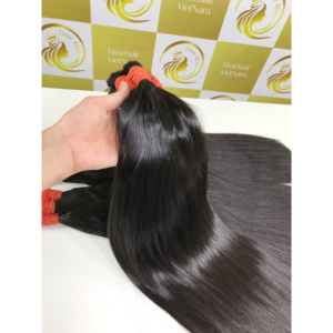 Extensions de cheveux vierges Remy noires naturelles du Vietnam, double trame machine, lisses comme des baguettes, faciles à décolorer, vente flash été 2024 - Product Image 4
