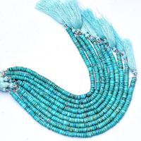 Perles de pierre précieuse en turquoise lisse Heishi bleu turquoise, brins de 5 à 6 mm, perles de turquoise en vrac pour la fabrication de bijoux à prix de gros