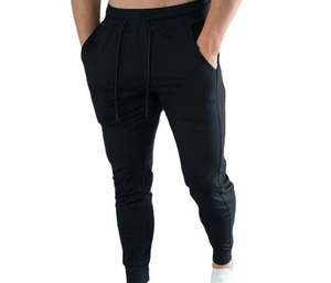 Pantalon de jogging décontracté en nylon/coton léger, coupe droite, taille mi-haute, cordon de serrage, devant plat, respirant, uni, teinture unie, Oxford - Product Image 6