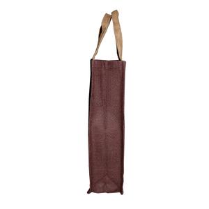 Sac à vin en toile de jute à poignée automatique réutilisable de qualité imprimé PP laminé conception étanche pour une bouteille sacs promotionnels de vin de jute - Product Image 5
