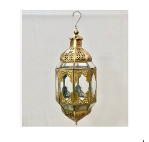 Lanterne marocaine en métal doré, faite à la main, décorative pour la maison, vente en gros à bas prix, lanterne marocaine en métal fabriquée à la main - Product Image 2