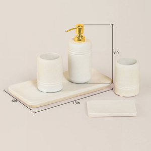 Ensemble de salle de bain en marbre naturel de fabricant fiable, accessoires de vanité en pierre, porte-savon, gobelet, plateau, décoration élégante et terreuse - Product Image 3