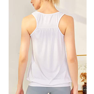 Respirant Bas GSM Femmes Doux Pima Coton Yoga Racerback Débardeurs Blanc - Product Image 2