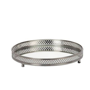 ถาดเสิร์ฟอาหารและเครื่องดื่มทำจากโลหะมีรูปทรงกลมสำหรับวางบนโต๊ะในบ้านและโรงแรม - Product Image 1