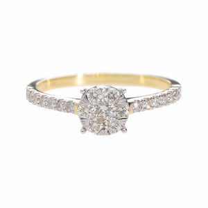 แหวนเพชรกลมสีทอง14k ประดับด้วยเพชรธรรมชาติมีปุ่มง่ามและมีก้านเน้นสำหรับเจ้าสาวที่มีประกาย - Product Image 4