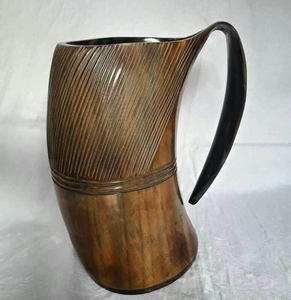 Chope à boire médiévale en corne de buffle faite à la main, tankard, stein, corne de bœuf, cadeaux, décoration de style animal par Tradebit - Product Image 2