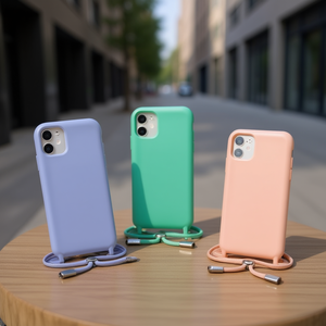 Étui de téléphone en silicone véritable DAM Original avec cordon pour 16E, design couleur unie - Product Image 2