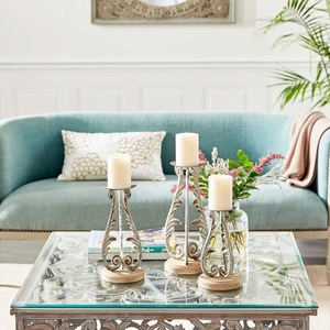 Porte-bougie en bois de style artistique minimaliste pour la décoration de la maison, présentoir de table, étagère et accent décoratif de chambre à coucher en provenance d'Inde - Product Image 2