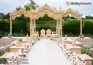 มณฑปไม้ทรงกลมสวยงามสำหรับงานแต่งงานในลอนดอน มณฑปไม้มาฮารานีล็อตัสสำหรับงานแต่งงานแบบอินเดีย ชุดมณฑปไม้ทรงมงกุฎสำหรับงานแต่งงานในสหรัฐอเมริกา - Product Image 3