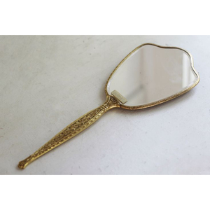 Best Selling <b>Women</b> Accessories Table <b>Top</b> Hand Mirror Makeup Mirror Highest Quality Metal Brass Mirror With Designer Handle - Product Image 2