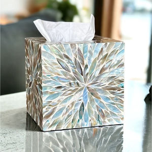 Mother of Pearl Floral Pattern Tissue Box Modern Home Tableware Napkin Holder for Home Hotel <b>Bathroom</b> <b>Accessories</b> in Good Price - Product Image 4