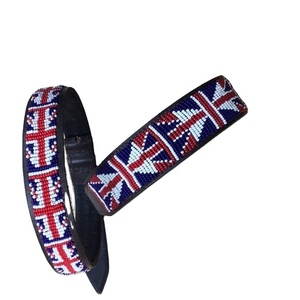 100% Genuine Leather <b>Dog</b> <b>Collar</b> with Bead Work Solid Pattern Padded Rivet Decoration Top Indian Supplier Wholesale Manufacturer - Product Image 3