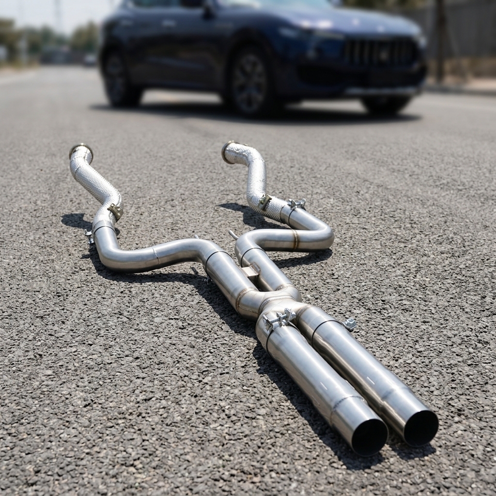 VantaFlow T304 Polished Straight Downpipe with X Pipe Exhaust System for Maserati Levante/ Quattroporte GTS 3.8T 2017-2026