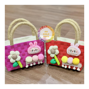 Tissé à la main PP sangle tissage à la mode coloré plage sac à main pour dames nouvel an Occasion sac à main mexique plastique tissage sac - Product Image 2