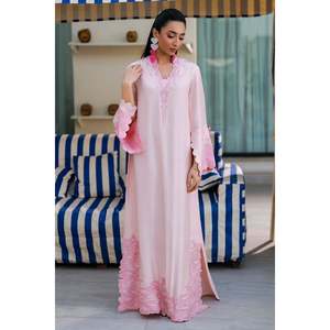 Plus-Size Casual Cotton <b>Kaftan</b> for Women-Solid Pattern with Lining <b>Summer</b> Day Wear - Product Image 4