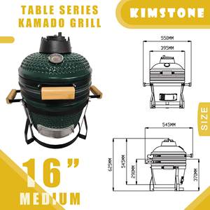 Parrilla de cerámica de 16 pulgadas Kamado de alta calidad KIMSTONE <span class=keywords><strong>para</strong></span> ahumar barbacoa Parrilla de mesa <span class=keywords><strong>para</strong></span> suministro de jardinería - Product Image 4