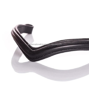 Bande de front de cheval en cuir rembourrée en forme de V surélevée unie avec coutures solides et boucles personnalisées bande de front de bride - Product Image 6