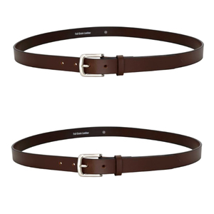 Cinturón de vestir de cuero genuino marrón para hombre con latón mate para hebilla de longitud personalizada accesorio de lujo formal y oficial - Product Image 4