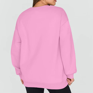 Sudadera de cuello redondo de gran tamaño informal de algodón completo para mujer de alta calidad, sudadera con hombro caído, ropa de calle sólida de invierno, 2 uds. - Product Image 2