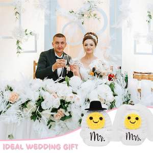 Ensemble de peluches personnalisées pour les couples mariés et mariés, soutien émotionnel au crochet, cadeaux de mariage positifs pour les couples - Product Image 4