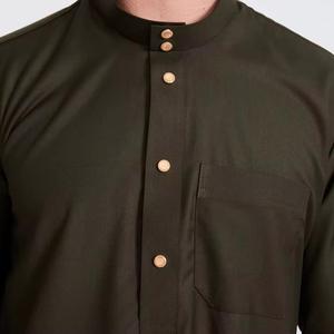 Shalwar KameezQatari Thobe poche poitrine hommes Jubba hiver Polyester décontracté col en V à manches longues coupe ample longueur de plancher - Product Image 6