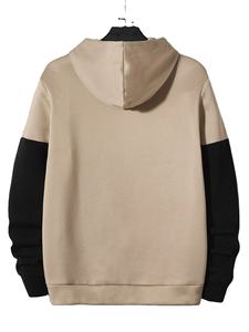 <b>Men's</b> Oversize Pullover Cotton <b>Fleece</b> Dual Tone Hoodie Streetwear Beige & <b>Black</b> Color 100% Cotton Pullover Hoodies For <b>Men</b> - Product Image 2