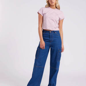 Camiseta de Manga Corta de Algodón Ligera, Transpirable y Ecológica para Mujer, Color Sólido, Informal, de Verano, Alta Calidad, al por Mayor - Product Image 2